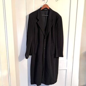 Gianfranco Ruffini Men’s Long Cashmere Blend Black Coat Large